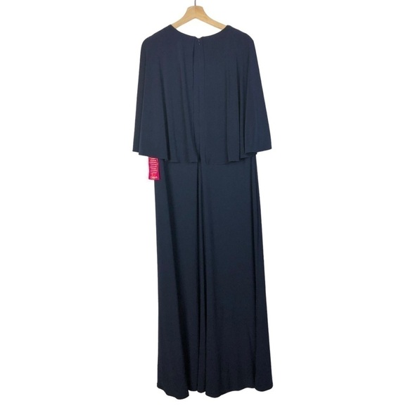 Eliza J Navy Blue Embellished Short Sleeve Formal Maxi Gown 18 - Picture 3 of 5